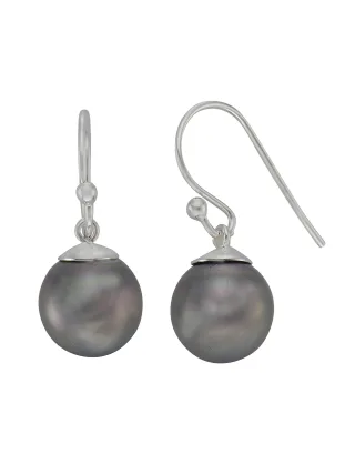 Zeeme Pearls Ohrringe Silber 925 mit 2 grauen Perlen 10mm