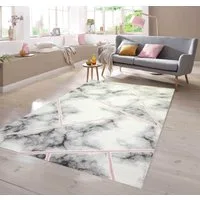 TeppichHome24 Teppich Designer Teppich Marmormuster rosa grau creme, rechteckig