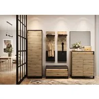 Compleo Garderoben-Set LIMA (Schrank, Schuhschrank, 2x Kleiderbügel, Spiegel, Kommode)