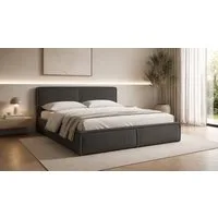 MOEBLO Polsterbett BETT 04 (Bezug: aus Cord, Doppelbett mit Kopfstütze, Rahmenbettgestell 180x200, mit Bettkasten und Lattenrost), mit Bettkasten