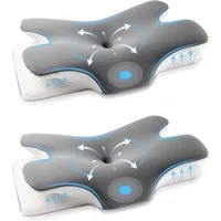 Simloveve Nackenstützkissen kühlendes Kopfkissen,Seitenschläferkissen,Orthopädisches Kissen, Füllung: Memory Foam, Rückenschläfer, Seitenschläfer, Bauchschläfer, Ergonomisches Kopfkissen, Nackenkissen OEKO-TEX® Standard 100 & CertiPUR-US Zertifiziert