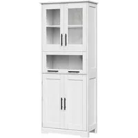 GarveeMore Küchenbuffet mit 5 Türen & 2 verstellbaren Regalen,60x30x170cm Mehrzweckschrank,Küchenschränke,für Küche und Wohnzimmer