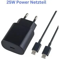 Alpha Electronics Schnellladegerät USB C passt für Samsung Galaxy S23 S22 S21 S20 Ultra USB-Ladegerät (3000 mA, Spar Set, 1x Adapter USB-C 25 Watt +1x Ladekabel USB-C auf USB-C, 60W)