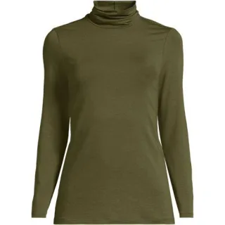 Rollkragenshirt aus Baumwoll/Modalmix in Plus-Größe, Damen, size: plus, Grün, Baumwolle/Elasthan/Baumwolle Modal, by Lands' End