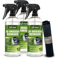 bio-chem 3D-Drucker-Reiniger Spray für 3D-Drucker,PC-Teile,Elektrogeräte Kunststoffreiniger (Sparpaket, [- 3D-Drucker-Reiniger 3x 0.75 l Handsprayflasche + Mikrofasertuch Hohe Lösekraft, verdunstet schnell)