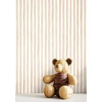 Newroom Vliestapete Stripes Beige Tapete Kindertapete Streifen,Linien,Wasserfarbe, Beige Tapete Kinder Streifen - Kindertapete Jugendtapete Braun Weiß Verspielt Landhaus Linien Wasserfarbe für Kinderzimmer Jugendzimmer Babyzimmer, Jugendtapete