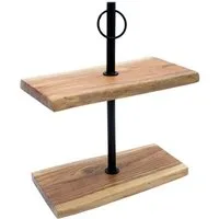 Spetebo Etagere Etagere natur - 42 x 35 cm, Akazien Holz, Metall, (Packung, 1 tlg), Holz Serviertablett mit 2 Etagen