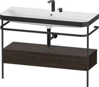 Duravit Happy D.2 Plus c-bonded Set mit Metallkonsole und Schubkasten Nussbaum gebürstet Matt 1175x4 HP4744E69690000