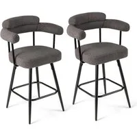 COSTWAY Barhocker (2er Set), gepolstert Barstühle mit Rücken & Fußstütze, drehbar