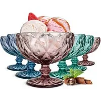 Sendez Eisschale 6 bunte Eisbecher 300ml Eisgläser Dessertgläser Cocktailgläser, Glas, (6-tlg)