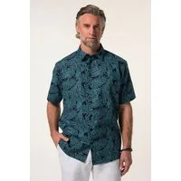 Boston Park Kurzarmhemd Leinenmix-Hemd Halbarm floraler Print Kentkragen