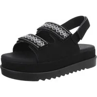 Ital-Design Bequeme Damen-Sandalen mit verstellbaren Riemen, sandfarben Plateausandaletten (89372431) Flach Plateausandaletten in Schwarz