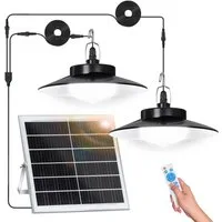 LMaxhome LED Solarleuchte Hängelampen Solar Deckenleuchte Outdoor, 5 Modi mit Fernbedienung IP65, Trennbar - 2 Lampen (Neu verbessert), LED fest integriert, Warmweiß/Kaltweiß Wahlbar, mit Bewegungsmelder und 5m Kabel, Solarlampe für Garten, Terrasse