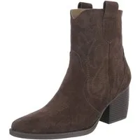 Ital-Design Damen Westernstiefel Echtleder mit Blockabsatz Westernstiefelette (92002351) Blockabsatz Stiefeletten in Braun