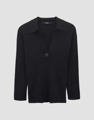 someday - Gestricktes Poloshirt - Tomoya schwarz - Gr. - 38