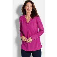 GOLDNER Shirtbluse Elegantes Chiffonshirt mit Jersey-Details Langarmshirt mit Rundhals und V-Schlitz und langen Ärmeln