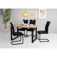 HELA Essgruppe GISELLE Esszimmer, Essgruppe, Sitzgruppe, (Set, 5-tlg., 5er Set, Tisch plus 4 Stühle), Esstisch U-Gestell Metall, Tischplatte mit Baumkante, OTTOs Choice