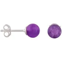 unbespielt Paar Ohrstecker Ohrringe Amethyst ca. 6 mm 925 Silber, Silberschmuck für Damen