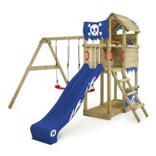 Spielturm Smart Mate Holz mit Rutsche und Schaukel - Robuster Kletterturm für Kinder für Garten Abenteuer - Spielplatz Set im Design - Wickey