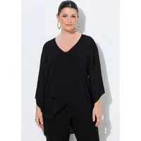Ulla Popken Tunika Chiffon-Bluse vorne doppellagig V-Ausschnitt