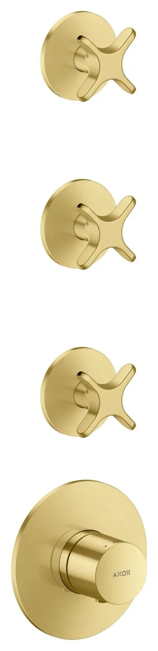 Hansgrohe Thermostatmodul Unterputz AXOR One für 3 Verbraucher mit Kreuzgriff brushed brass, 487139 48713950