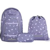 coocazoo Schulranzen Schulrucksack-Set MATE Reflective Wings 3-teilig (3-teilig), ergonomisch, Körpergröße: 135 - 180 cm, Easy-Grow-System