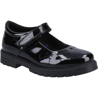 Hush Puppies Sabrina Patent SNR Mädchenschuhe Aus Schwarzem Leder