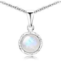 Materia Runder Anhänger Damen Mondstein Ø18mm KA-67, Fassung aus 925 Sterling Silber