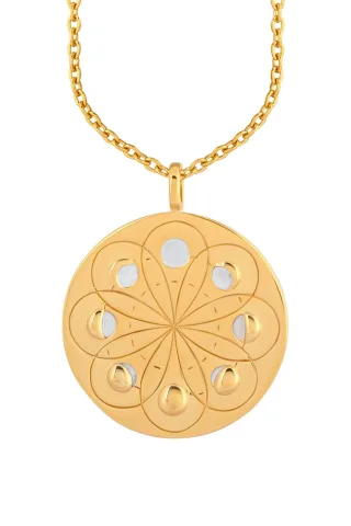 cai Anhänger mit Kette 925/- Sterling Silber bicolor Mondzyklus Luna