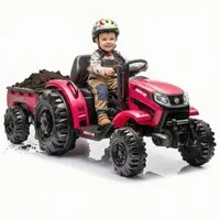Hecht Elektro-Kindertraktor mit abnehmbarm Anhänger bis 5km/h, bis 30kg, 12V / 10 Ah, Belastbarkeit 30 kg, Hupe, Scheinwerfer, Traktor Sounds, Radio, USB, AUX, SD