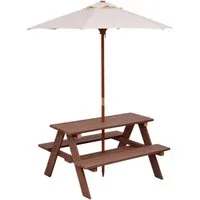 COSTWAY Garten-Kindersitzgruppe, mit abnehmbarem Sonnenschirm, 4 Sitze