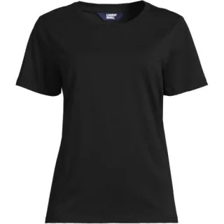 Supima T-Shirt mit Rundhalsausschnitt in Petite-Größe für Damen, Damen, size: petite, Pink, Baumwolle, by Lands' End