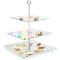 relaxdays Etagere 3 Etagen, Glas, (3-tlg)