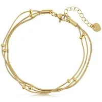 Made by Nami Edelstahlarmband Mehrreihig in Silber oder Gold aus Chirurgischem Edelstahl 16 + 3 cm, Perlenarmband Damen Hypoallergen Wasserfester Schmuck