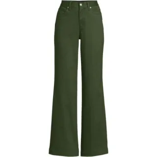 5-Pocket-Chinos mit weitem Bein, Damen,  Grün, Baumwoll-Mischung, by Lands' End