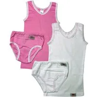 Toker Collection® Unterhemd Mädchen Unterwäsche Set 2x Unterhemd & 2x Slip (Packung, 2er-Pack) aus reiner Baumwolle