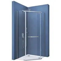 doporro Fünfeckdusche Duschkabine ESG-Glas Klarglas Easy-Clean-Beschichtung H:195cm Rav08K, BxT: 80x80 cm, Einscheibensicherheitsglas, mit Pendeltür, Stabilisatoren aus Edelstahl