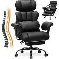 Hoffree Drehstuhl XXL Ergonomischer Bürostuhl Chefsessel Gaming-Stuhl Kunstleder, mit Fußstütze, verstellbarer Kopf- & Armlehnen, Max bis 200 kg