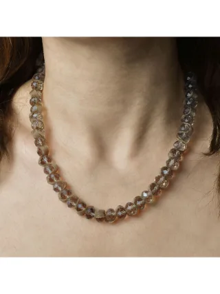 Steuer Modeschmuck Collierkette Halskette aus Glas, cognacfarben