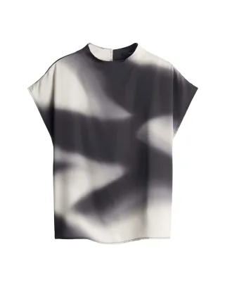 someday - Loose Satinbluse - Zalactic grau/weiß - Gr. - 38