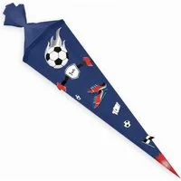 itenga Schultüte itenga DEKO-SET FUSSBALL blau rot mit Bastel SCHULTÜTE 85 cm sechsecki