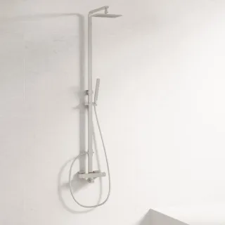 Steinberg Serie 160 Brauseset mit Thermostatarmatur, Regen-/Handbrause, mit Gleiter, brushed nickel, 160 2721 BN