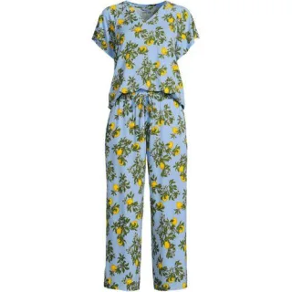 Pyjama-Set mit 3/4-Hose und Cooling-Finish für Damen, Damen, size: regular, Blau, Elasthan/Viskose-Mischung, by Lands' End