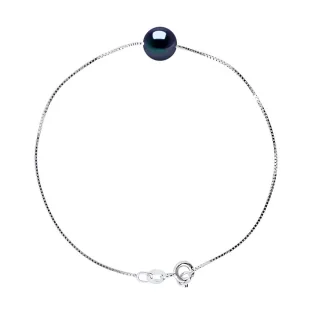 DIADEMA - Armband - Echte Süßwasserperlen - Schwarz - Weißgold