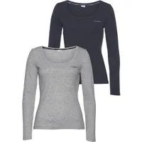 KangaROOS Langarmshirt (2er-Pack) im 2er-Pack, hüftbedeckende Länge, Basic-Passform, Langarm