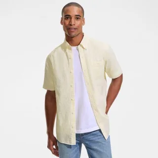 Seersucker-Kurzarmhemd für Herren, Classic Fit, Herren, size: regular, Gelb, Baumwolle, by Lands' End