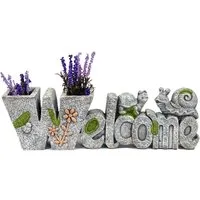 abc HOME Blumentopf Pflanzentopf Welcome, Steinoptik, Für Außenbereich geeignet