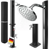 STEELSØN Solardusche Velion 20/40 Liter, warmes Wasser bis 60 °C (auch mit Boden oder 40L Fassungsvermögen), Gartendursche, schwenkbarer Kopf