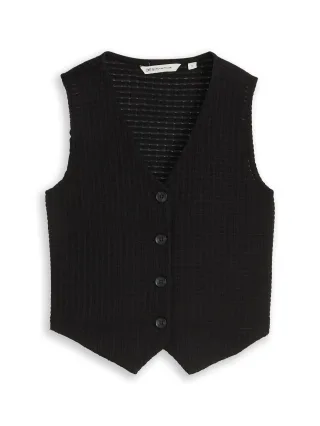 Denim Tom Tailor - Fitted Jacquard Blazer-Weste deep black - Gr. - S