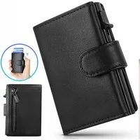 ibettertec Geldbörse Slim Wallet mit Münzfach,Herren Geldbörse,Card Holder Wallet (Mini Geldbörse Herren&Damen klein,Weihnachtsgeschenk, Kreditkartenetui Portemonnaie, Geldbeutel Carbon-Schwarz), Schlankes Portemonnaie mit Münzfach,Kreditkarten auswi